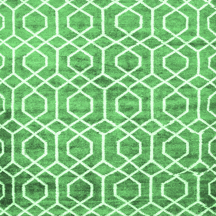 Square Machine Washable Trellis Emerald Green Modern Area Rugs, wshcon1851emgrn