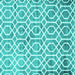 Square Machine Washable Trellis Turquoise Modern Area Rugs, wshcon1851turq