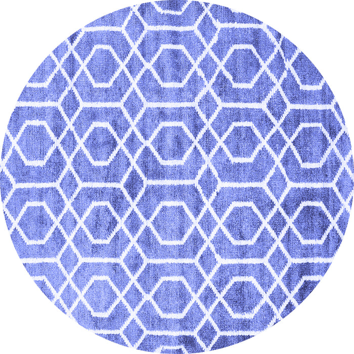 Round Machine Washable Trellis Blue Modern Rug, wshcon1851blu