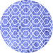 Round Machine Washable Trellis Blue Modern Rug, wshcon1851blu