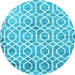 Round Machine Washable Trellis Light Blue Modern Rug, wshcon1851lblu