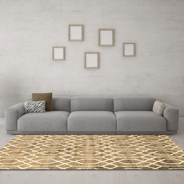 Machine Washable Trellis Brown Modern Rug in a Living Room,, wshcon1851brn