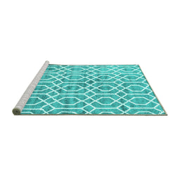 Sideview of Machine Washable Trellis Turquoise Modern Area Rugs, wshcon1851turq