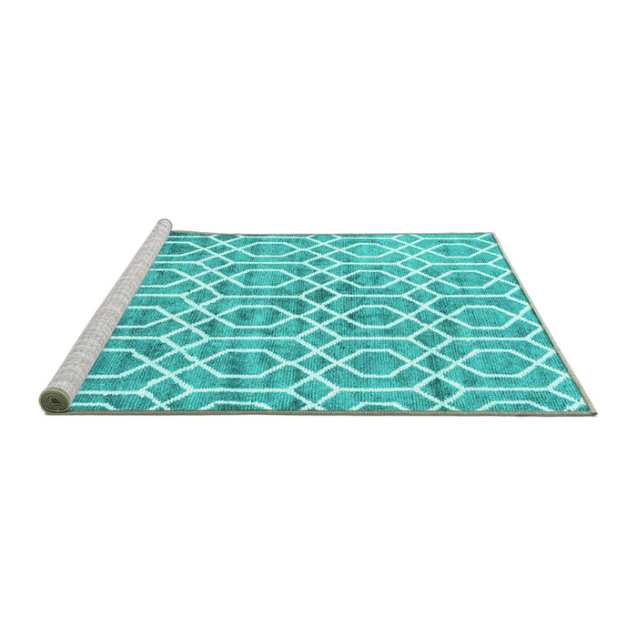 Sideview of Machine Washable Trellis Turquoise Modern Area Rugs, wshcon1851turq