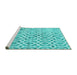 Sideview of Machine Washable Trellis Turquoise Modern Area Rugs, wshcon1851turq