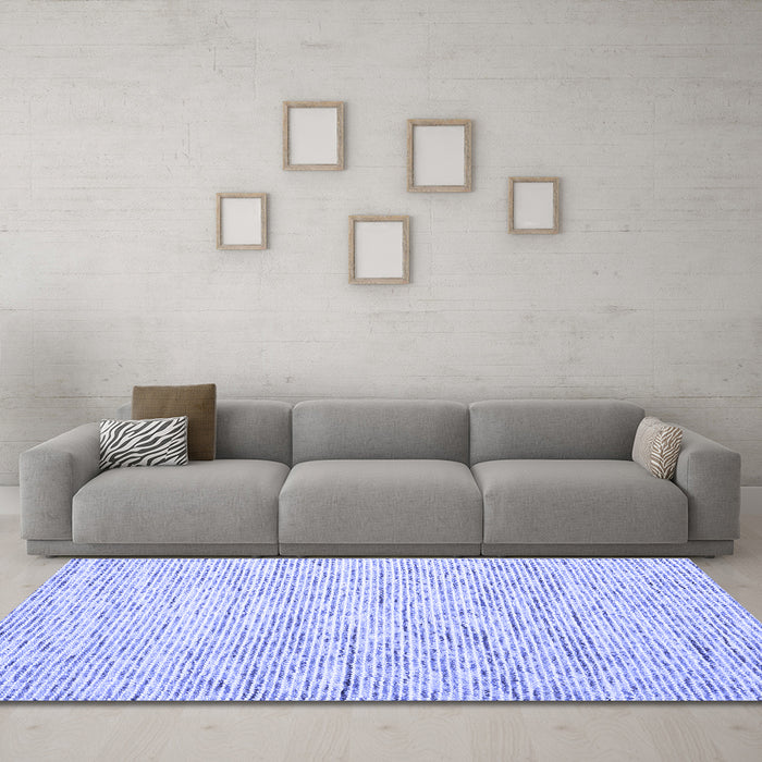 Machine Washable Solid Blue Modern Rug in a Living Room, wshcon1852blu
