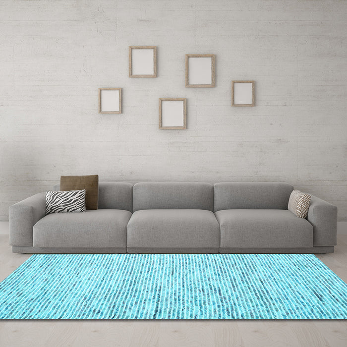 Machine Washable Solid Light Blue Modern Rug in a Living Room, wshcon1852lblu