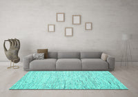 Machine Washable Solid Turquoise Modern Rug, wshcon1852turq