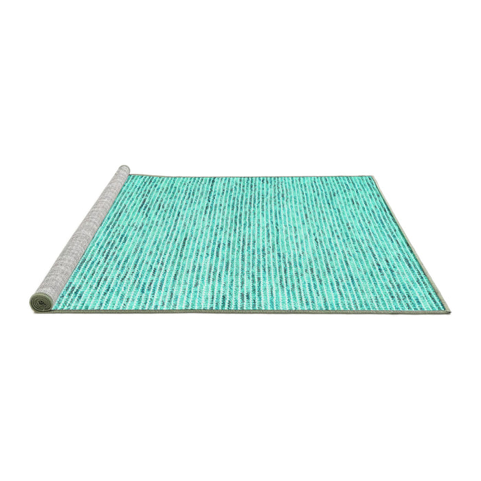 Sideview of Machine Washable Solid Turquoise Modern Area Rugs, wshcon1852turq