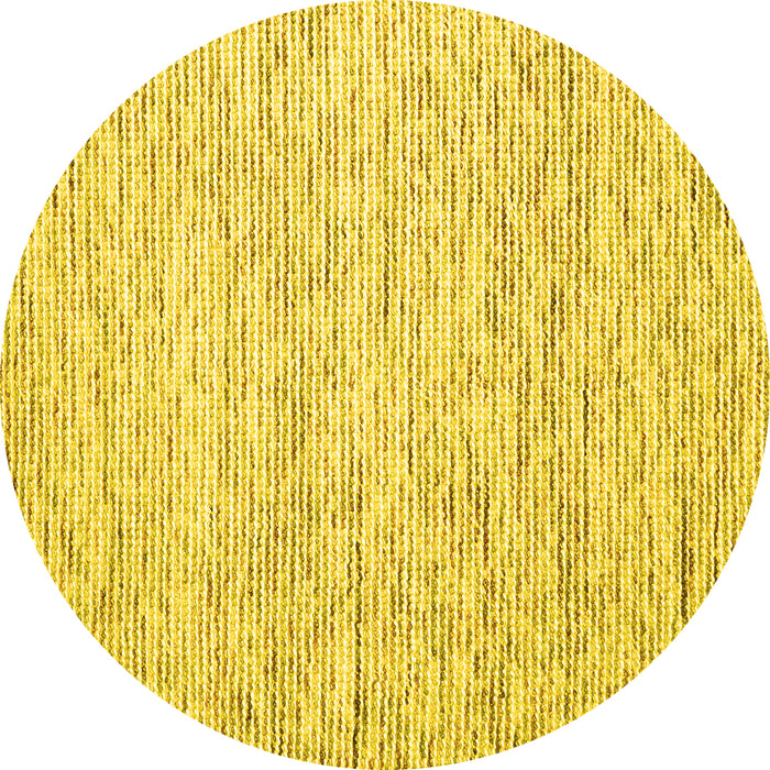 Round Machine Washable Solid Yellow Modern Rug, wshcon1852yw