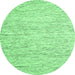 Round Machine Washable Solid Emerald Green Modern Area Rugs, wshcon1852emgrn