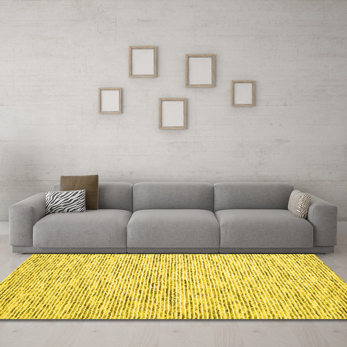 Machine Washable Abstract Yellow Contemporary Rug in a Living Room, wshcon1853yw
