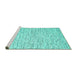 Sideview of Machine Washable Abstract Turquoise Contemporary Area Rugs, wshcon1853turq