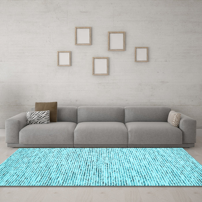 Machine Washable Abstract Light Blue Contemporary Rug in a Living Room, wshcon1853lblu