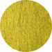 Round Abstract Yellow Contemporary Rug, con1854yw