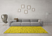 Machine Washable Abstract Yellow Contemporary Rug in a Living Room, wshcon1854yw