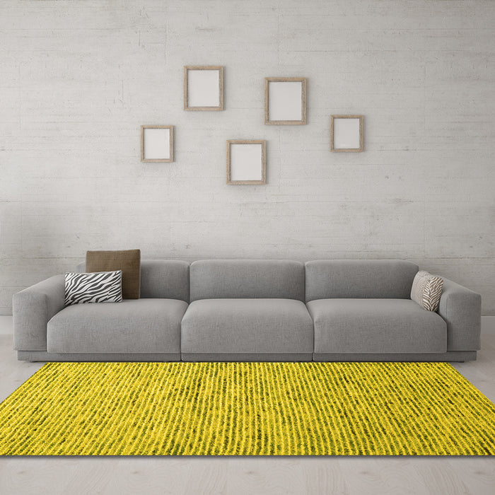 Machine Washable Abstract Yellow Contemporary Rug in a Living Room, wshcon1854yw