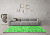 Machine Washable Abstract Green Contemporary Rug, wshcon1854grn