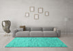 Machine Washable Abstract Turquoise Contemporary Area Rugs in a Living Room,, wshcon1854turq