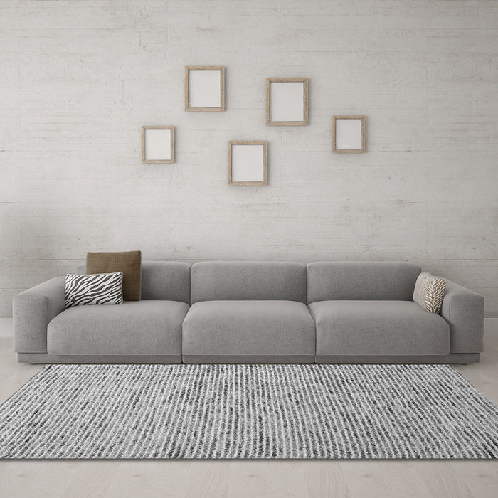 Machine Washable Abstract Gray Contemporary Rug in a Living Room,, wshcon1854gry