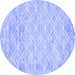 Round Abstract Blue Contemporary Rug, con1855blu