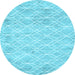 Round Abstract Light Blue Contemporary Rug, con1855lblu