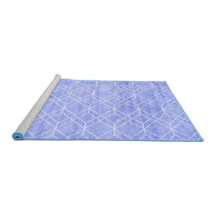 Sideview of Machine Washable Abstract Blue Contemporary Rug, wshcon1855blu