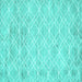 Square Machine Washable Abstract Turquoise Contemporary Area Rugs, wshcon1855turq