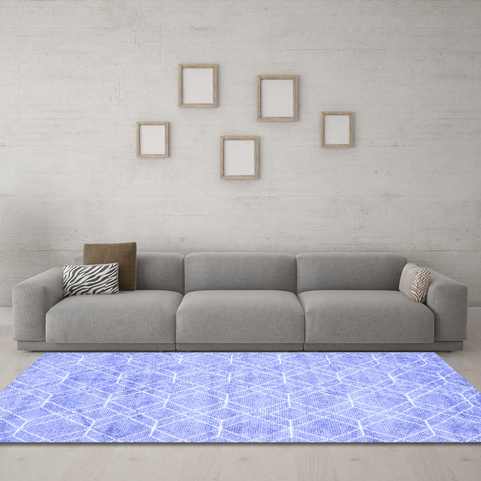 Machine Washable Abstract Blue Contemporary Rug in a Living Room, wshcon1855blu
