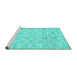 Sideview of Machine Washable Abstract Turquoise Contemporary Area Rugs, wshcon1855turq