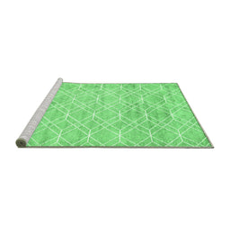 Sideview of Machine Washable Abstract Emerald Green Contemporary Area Rugs, wshcon1855emgrn