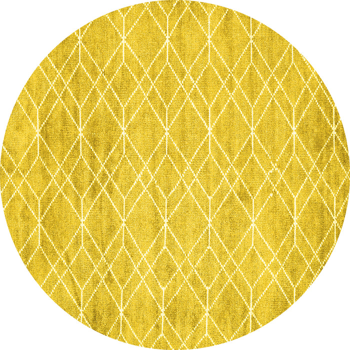 Round Machine Washable Abstract Yellow Contemporary Rug, wshcon1855yw