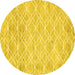 Round Machine Washable Abstract Yellow Contemporary Rug, wshcon1855yw