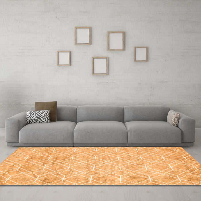 Machine Washable Abstract Orange Contemporary Area Rugs in a Living Room, wshcon1855org