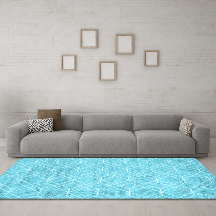 Machine Washable Abstract Light Blue Contemporary Rug in a Living Room, wshcon1855lblu