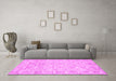 Machine Washable Abstract Pink Contemporary Rug in a Living Room, wshcon1855pnk