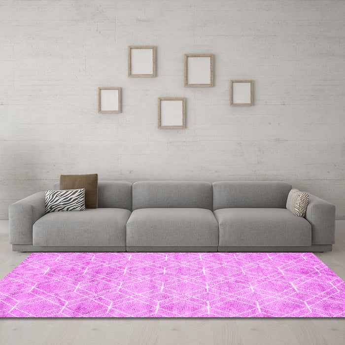 Machine Washable Abstract Pink Contemporary Rug in a Living Room, wshcon1855pnk