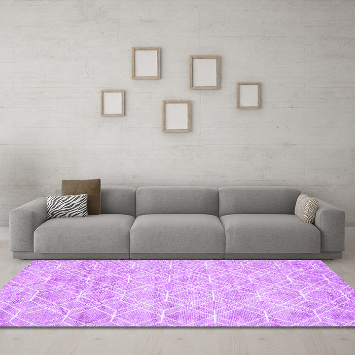 Machine Washable Abstract Purple Contemporary Area Rugs in a Living Room, wshcon1855pur