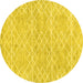 Round Machine Washable Abstract Yellow Contemporary Rug, wshcon1856yw