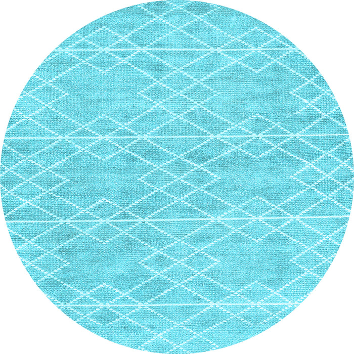 Round Machine Washable Abstract Light Blue Contemporary Rug, wshcon1856lblu