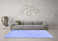 Machine Washable Abstract Blue Contemporary Rug, wshcon1856blu