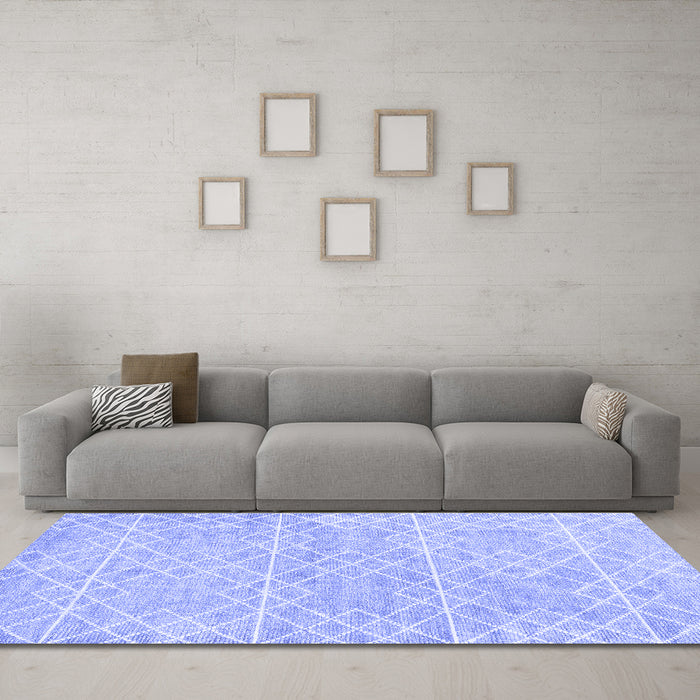 Machine Washable Abstract Blue Contemporary Rug in a Living Room, wshcon1856blu
