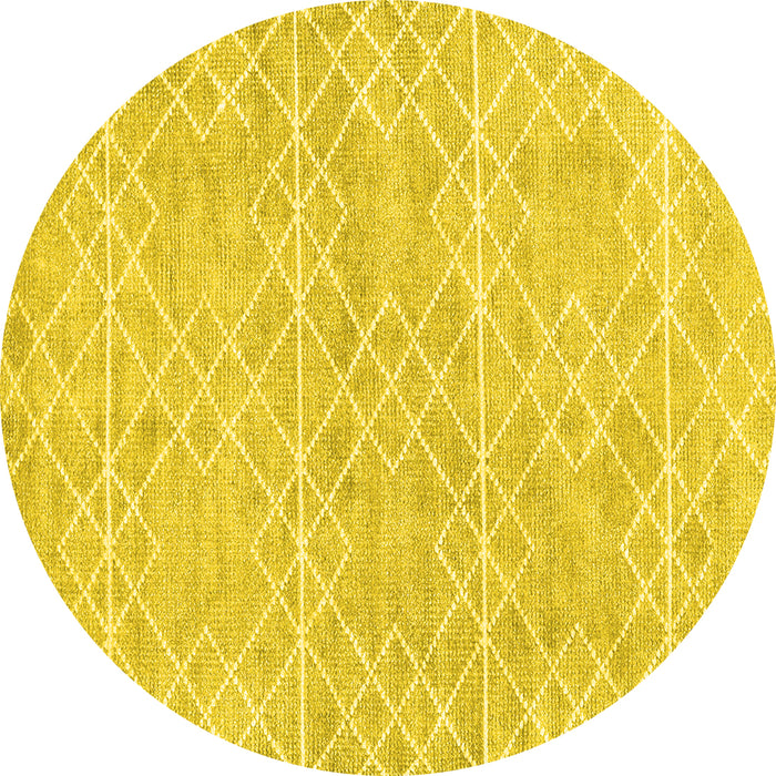 Round Abstract Yellow Contemporary Rug, con1856yw
