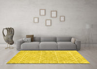 Machine Washable Abstract Yellow Contemporary Rug, wshcon1856yw