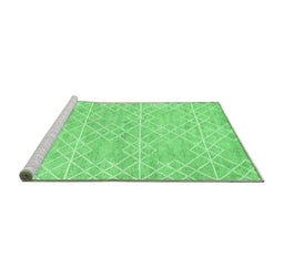 Sideview of Machine Washable Abstract Emerald Green Contemporary Area Rugs, wshcon1856emgrn