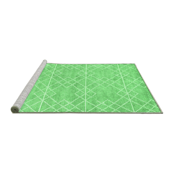 Sideview of Machine Washable Abstract Emerald Green Contemporary Area Rugs, wshcon1856emgrn