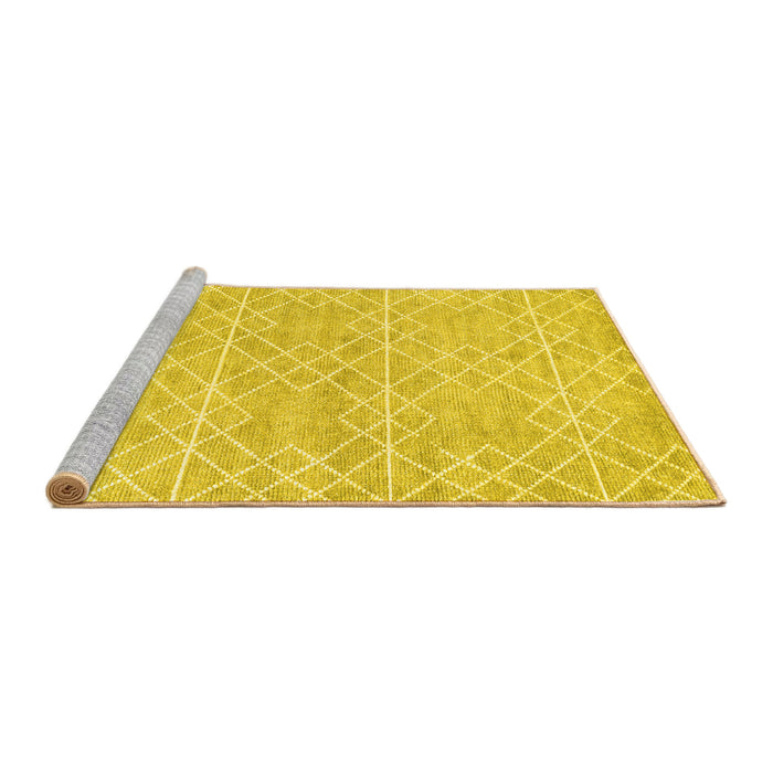 Sideview of Machine Washable Abstract Yellow Contemporary Rug, wshcon1856yw