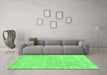 Machine Washable Abstract Green Contemporary Area Rugs in a Living Room,, wshcon1856grn