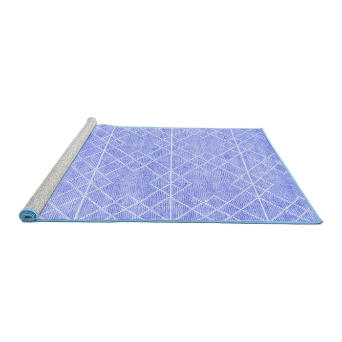 Sideview of Machine Washable Abstract Blue Contemporary Rug, wshcon1856blu
