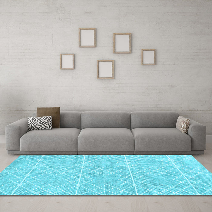 Machine Washable Abstract Light Blue Contemporary Rug in a Living Room, wshcon1856lblu